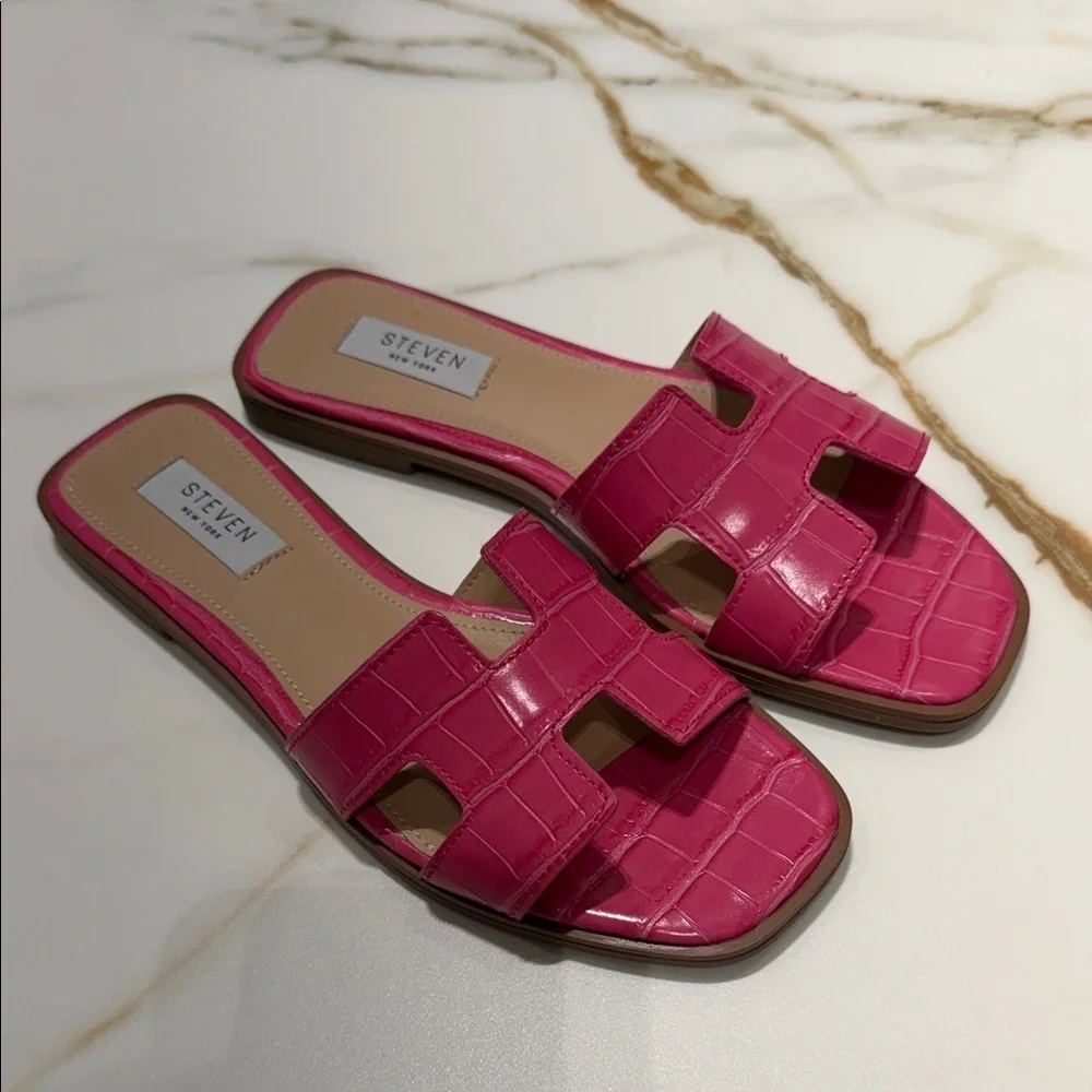 Steven Fuchsia Slide Sandals for Women